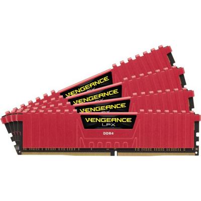 Модуль памяти для компьютера DDR4 16GB (4x4GB) 2800 MHz Vengeance LPX Red CORSAIR (CMK16GX4M4A2800C1