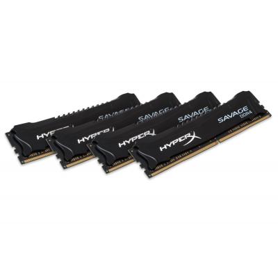 Модуль памяти для компьютера DDR4 16GB (4x4GB) 2400 MHz HyperX Savage Black Kingston (HX424C12SBK4/1